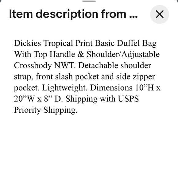 Dickies duffel bag-tropical print - Picture 3 of 3